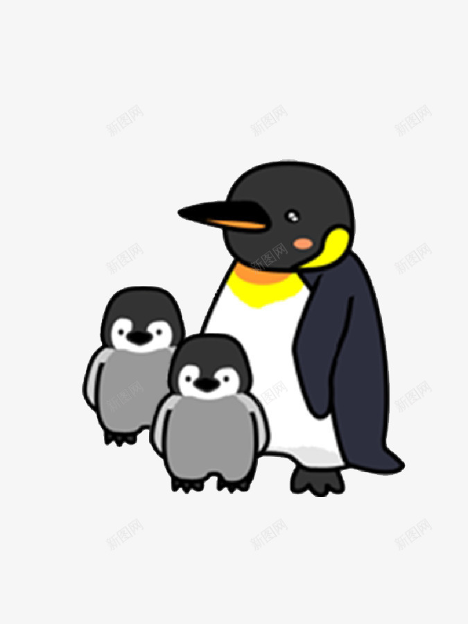 企鹅一家png免抠素材_新图网 https://ixintu.com 三只 企鹅 卡通 简笔画 黑白