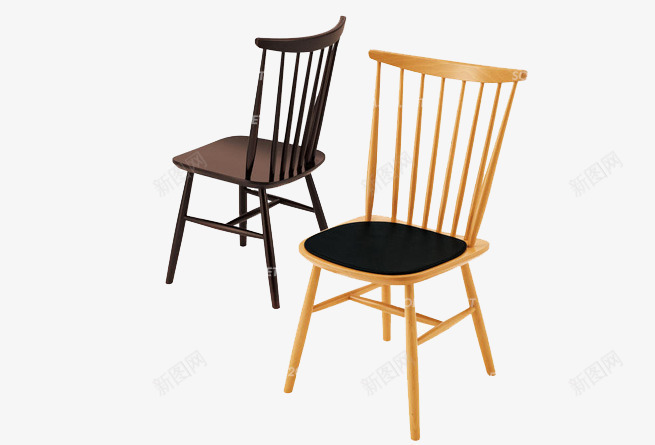 办公室休闲椅png免抠素材_新图网 https://ixintu.com 产品实物 亮黑色 原木色 椅子 靠背椅