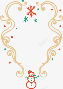 雪人雪花圣诞边框矢量图素材