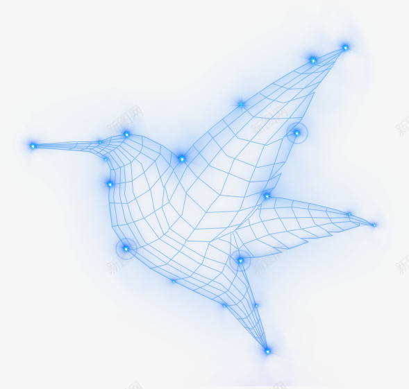 蓝色网格小鸟png免抠素材_新图网 https://ixintu.com 小鸟 素材 网格 蓝色