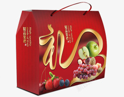白底水果礼盒红色水果礼盒高清图片