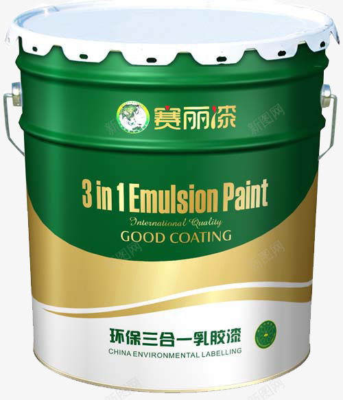 赛丽漆料png免抠素材_新图网 https://ixintu.com 乳胶漆 产品实物 涂料 环保三合一 粉刷用 绿色罐装漆