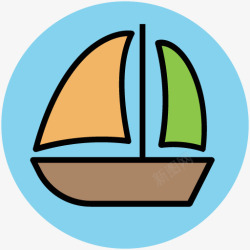 手绘航海旅游精美卡通旅行出行帆船图标高清图片