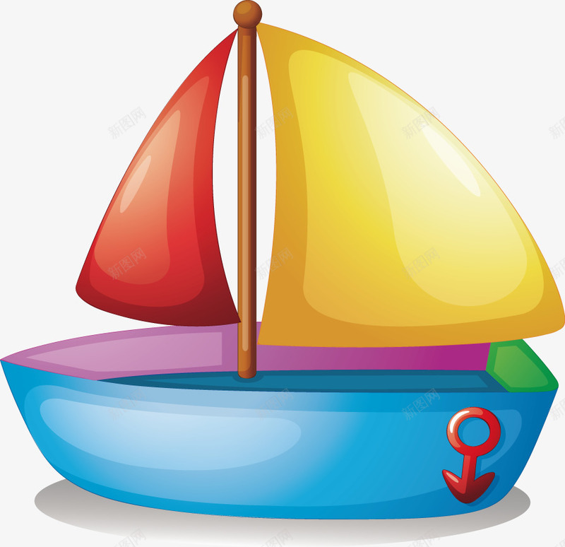手绘卡通帆船图标矢量图ai_新图网 https://ixintu.com 卡通帆船 彩色图标 手绘 矢量图