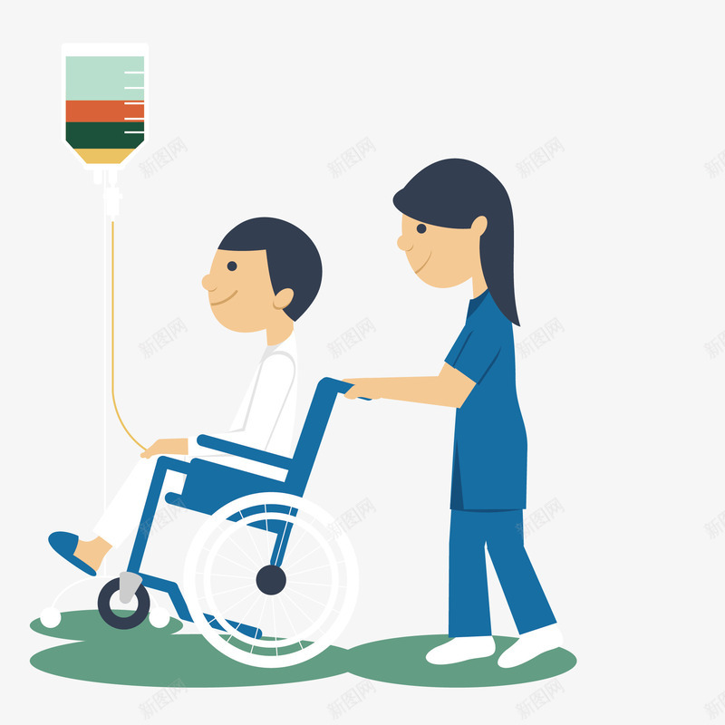 轮椅病人和护士矢量图eps免抠素材_新图网 https://ixintu.com 护士 病人 轮椅 矢量图