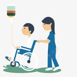 轮椅病人和护士矢量图素材