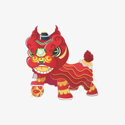 红色中国风新年舞狮素材
