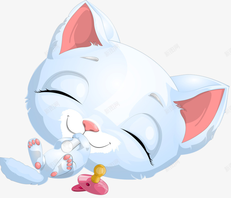 小奶猫png免抠素材_新图网 https://ixintu.com 猫咪 猫耳朵 白色 躺着
