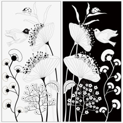 黑白花朵素材