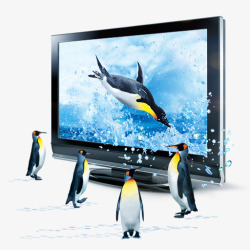 手绘液晶电视企鹅高清图片