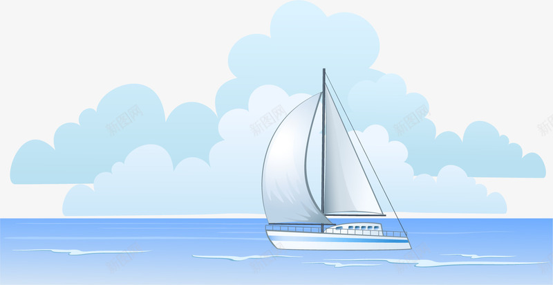海上帆船矢量图ai免抠素材_新图网 https://ixintu.com 云朵 帆船 海上 海洋 矢量图