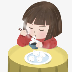 在吃屋子的小孩立冬小孩吃饺子高清图片