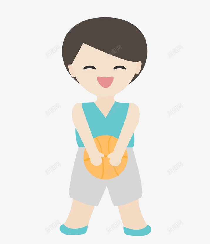 篮球小子png免抠素材_新图网 https://ixintu.com 微笑 汗衫 短发男孩 篮球