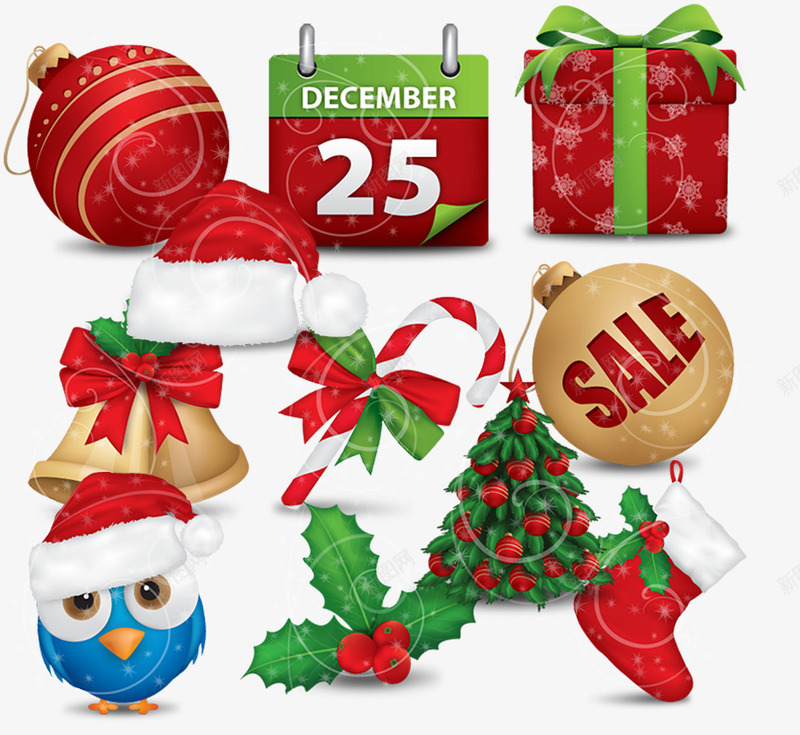 圣诞节庆祝png免抠素材_新图网 https://ixintu.com 促销 圣诞树 圣诞节 圣诞铃铛 帽子 日历 礼盒 袜子