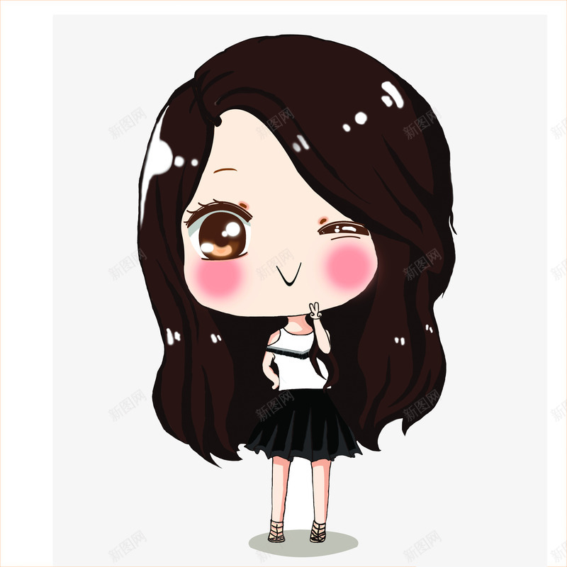扁平风格合成可爱的小女生png免抠素材_新图网 https://ixintu.com 可爱 合成 女生 扁平 风格