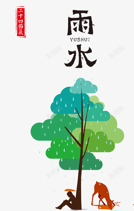 二十四节气雨水png免抠素材_新图网 https://ixintu.com 二十四节气 卡通 大树 手绘 绿色 雨水