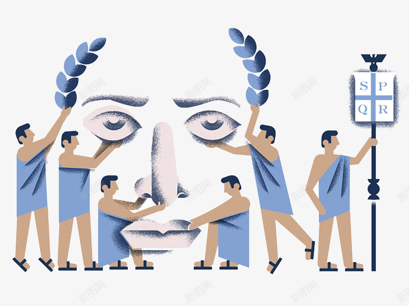 几个人用图案组合了一个人脸png免抠素材_新图网 https://ixintu.com 人群 人脸 卡通 手绘 男人 艺术 蓝色 设计