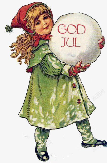 圣诞节抱着雪球的女孩png免抠素材_新图网 https://ixintu.com 圣诞节 女孩 雪球