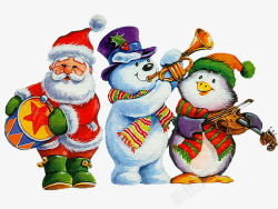 卡通圣诞老人和雪人素材