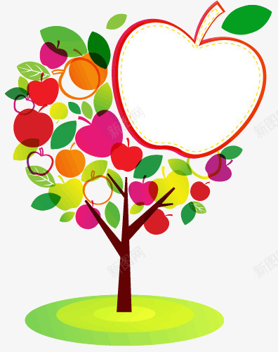 苹果叶子抽象树png免抠素材_新图网 https://ixintu.com 创意树木 大树 抽象树木 插画 生物世界 花草树木 苹果