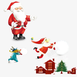 圣诞老人滚雪球素材驯鹿圣诞老人高清图片