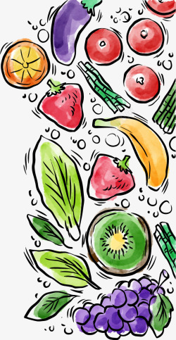 手绘水果蔬菜可爱素材