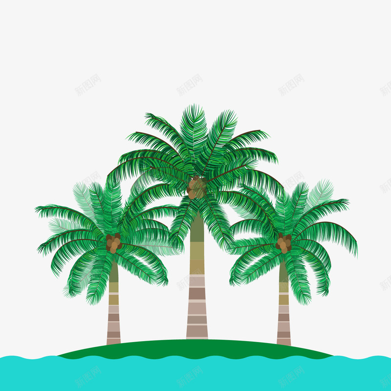 海岛上的椰树矢量图ai免抠素材_新图网 https://ixintu.com AI矢量 PNG免抠 大图下载 椰树 海岛 绿色 高清 矢量图