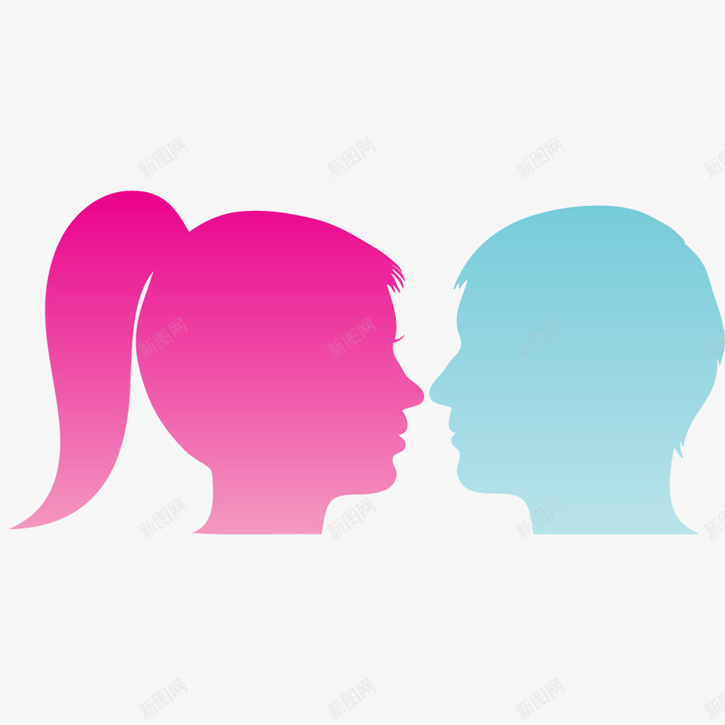 男女头像简图图标png_新图网 https://ixintu.com 剪影 卡通 头像 女人头像 男人头像 红色的 蓝色的