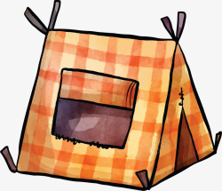 橘色帐篷橘色格纹旅游帐篷矢量图高清图片