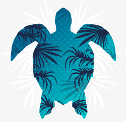 蓝色海龟椰子树素材