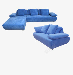 蓝色实物沙发素材
