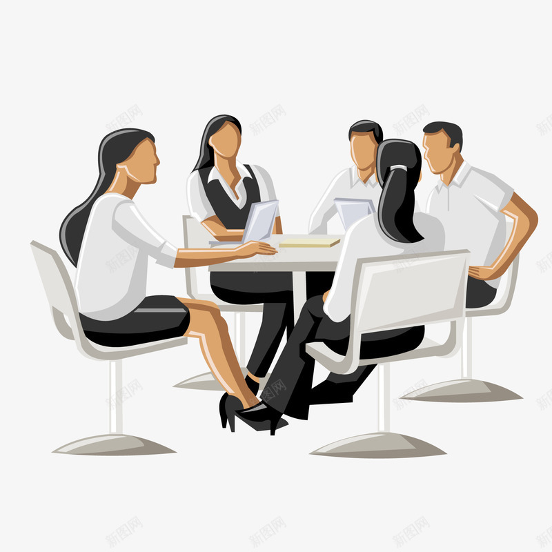卡通商务会议人物矢量图ai免抠素材_新图网 https://ixintu.com 上班 人物设计 商业 商务 工作 开会 白领 矢量图
