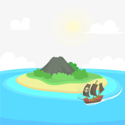 航海帆船孤岛高清图片