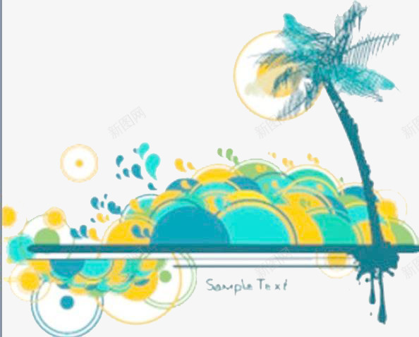 海滩手绘png免抠素材_新图网 https://ixintu.com 创意 夏日背景 彩绘 水墨 海滩元素