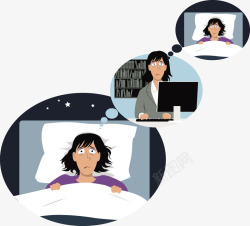 睡觉的女士睡觉失眠的女士矢量图高清图片