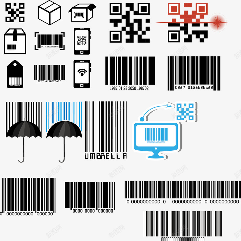 二维码扫描矢量图ai免抠素材_新图网 https://ixintu.com 二维码 信息科技 扫描设计 扫码 条码 电脑 网络科技 矢量图