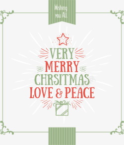爱与和平文字拼接圣诞树矢量图高清图片