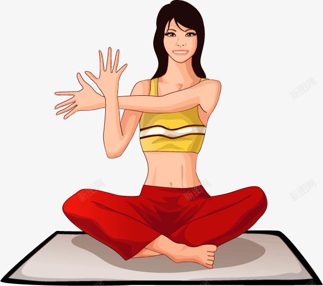 卡通瑜伽人物png免抠素材_新图网 https://ixintu.com 健身 减肥 可爱女孩 地毯 妇女女性 美体 美女 美容 韩国卡通