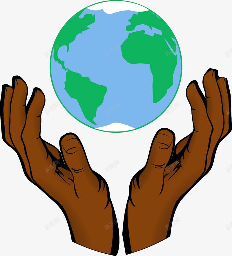 托起地球的手png免抠素材_新图网 https://ixintu.com 张开双手 手绘 打开的双手 托起 蓝色地球