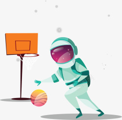 太空打篮球的宇航员矢量图素材