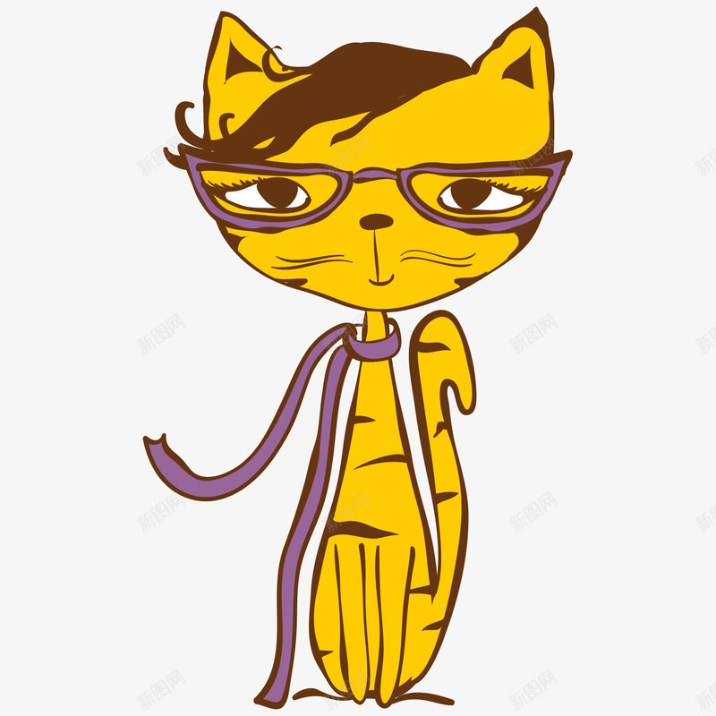 带着眼镜的可爱猫咪png免抠素材_新图网 https://ixintu.com 动物 卡通小猫 可爱猫咪 小猫 手绘猫咪 眼镜 黄色小猫
