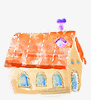 手绘水彩橙色的房屋建筑png免抠素材_新图网 https://ixintu.com 建筑 房屋 橙色 水彩