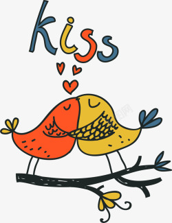 接吻小鸟情人节卡通接吻小鸟高清图片