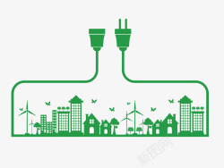 公益广告绿色节能环保建筑图案高清图片
