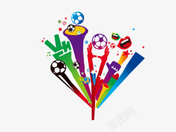 多彩世界插画风欢庆足球世界杯高清图片