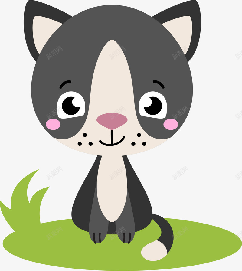 黑色卡通猫咪png免抠素材_新图网 https://ixintu.com 可爱小猫 小动物 小猫 装饰图案 黑色猫咪