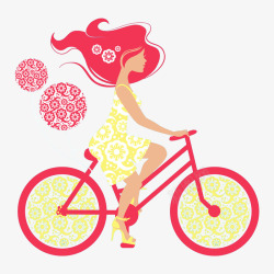 骑自行车的女生素材