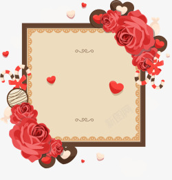 复古风情人节情人节浪漫红玫瑰复古风边框高清图片
