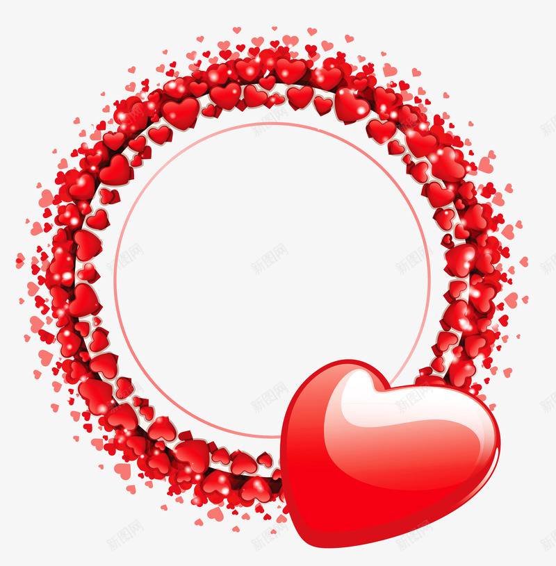 爱心圆环png免抠素材_新图网 https://ixintu.com 圆圈 心形 情人节 情人节素材 浪漫 爱心 红色 线条