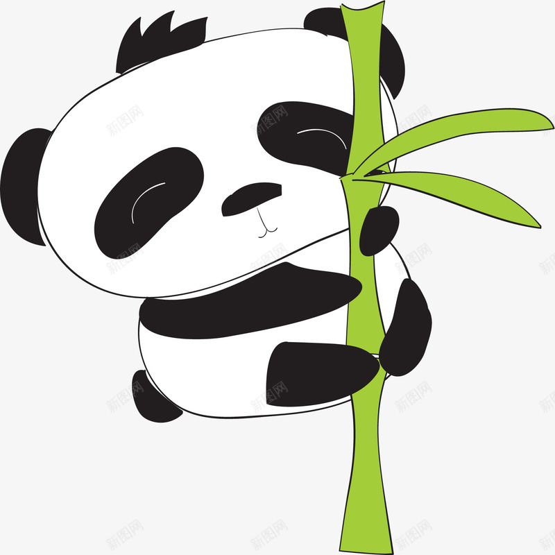 在竹子上的卡通熊猫png免抠素材_新图网 https://ixintu.com 动漫 动物 卡通 可爱 手绘 插画 植物 熊猫 竹子